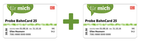 2x 3 Monate Probe BahnCard 25 (2. Klasse) für 19 € (1. Klasse 39