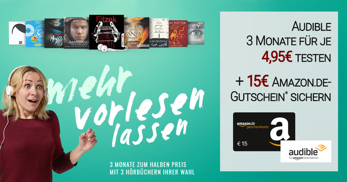 Gratis Audible Hörbücher 3 Monate Kostenlos Dank 15€ Amazon De Gutschein Neukunden