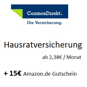 Gunstige Hausratversicherung Ab 2 38 Monat 15 Amazon De Gutschein