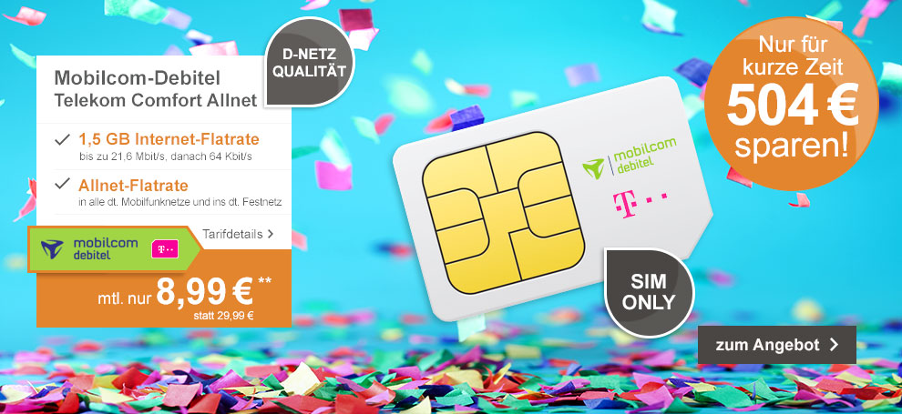 Telekom + 1,5GB SurfFlat für 8,99€/Monat