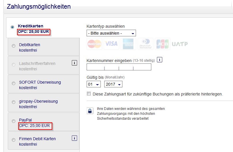 Verbot von Zahlungsmittelentgelt ab 2018 (keine