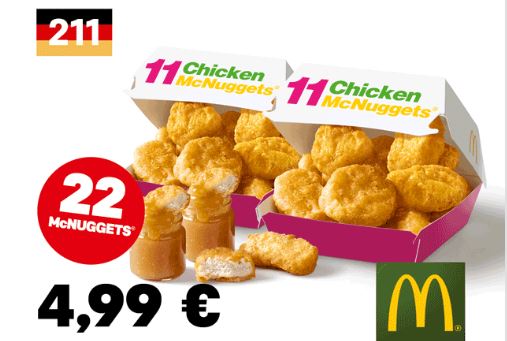 McDonalds-Coupons 🍔 z.B. 22 Chicken Nuggets für 4,99€