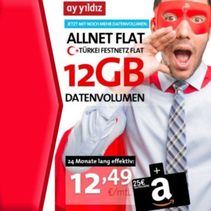 *Knaller* o2 Ay Yildiz Allnet-Flat + 12GB LTE für 12,49€/Monat oder 16GB für 19,99€/Monat + 25€ Amazon-Gutschein