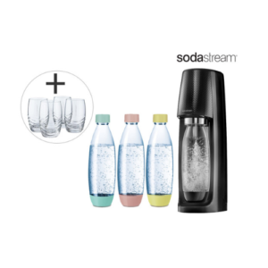 SodaStream Spirit Wassersprudler &#043; 3 Extraflaschen &#043; 4 Gläser für 65,90€ (statt 100€)