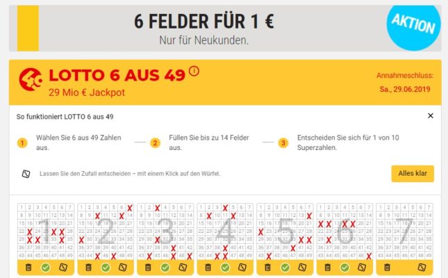 🤑 Tipp24: 6x Lotto für 1€ (statt 6,50€) (Neukunden)