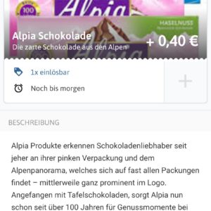 Alpia Schokolade kostenlos bei EDEKA mit reebate