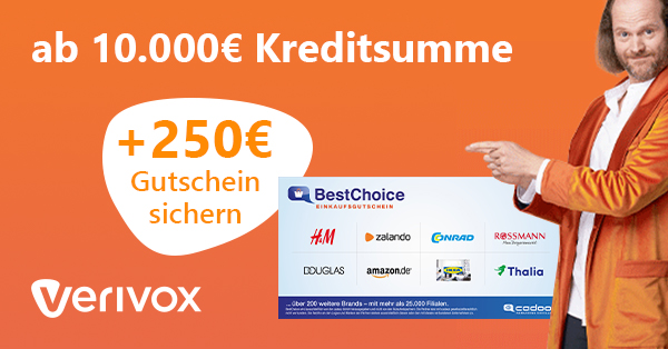 Verivox Kredit 250 Bonus Fur Kredit Ab 10 000 Bis Zu 158 Gewinn Moglich