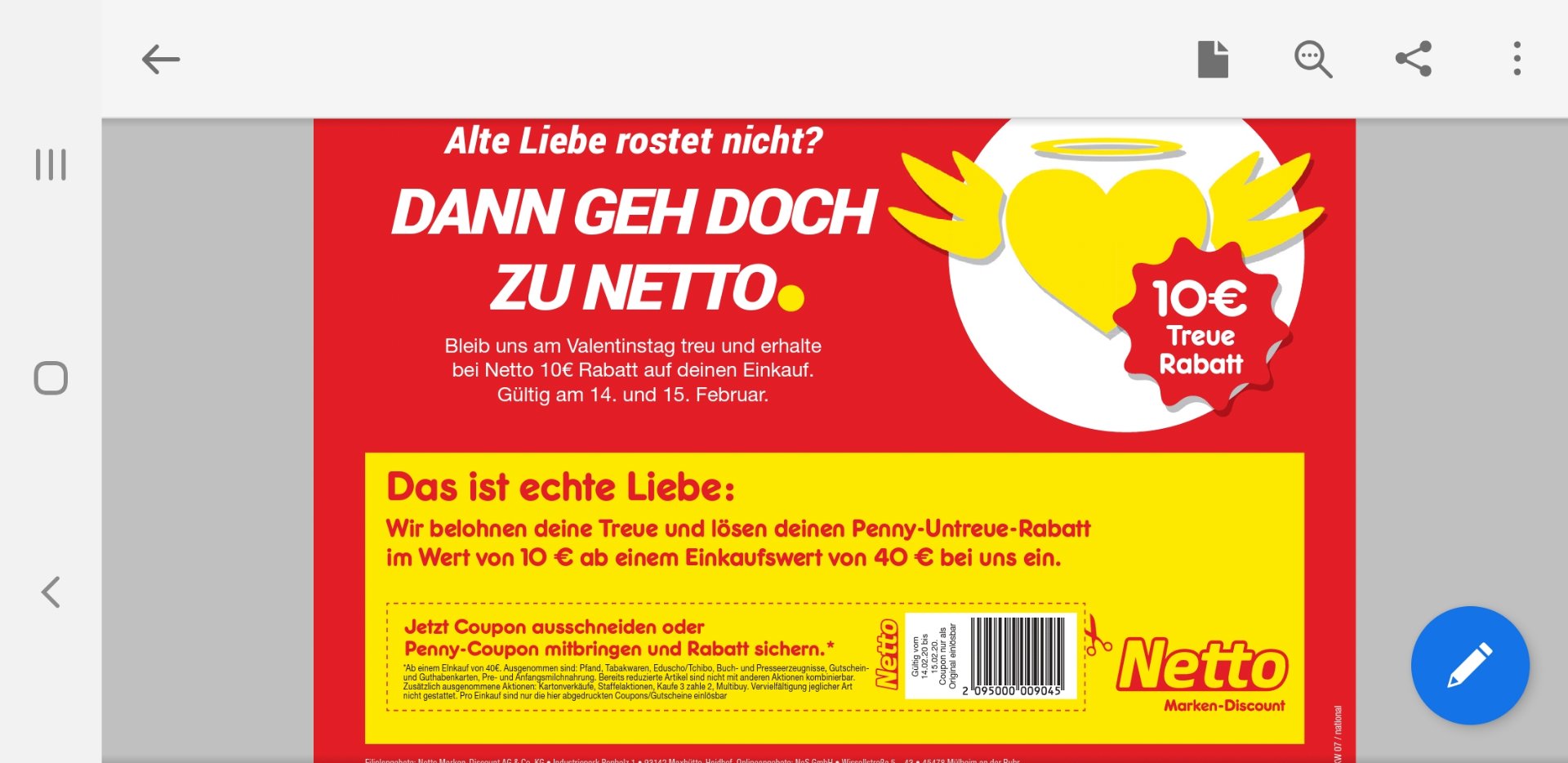 Bis 25% mit 10€-Valentinstag-Gutschein bei Netto ab 40€ sparen