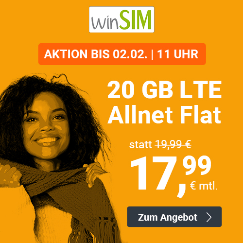 📲 winSIM: Allnet-Flat + SMS-Flat + LTE-Flat + mtl. kündbar