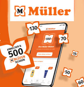 GRATIS: 5€ geschenkt für Müller App Download &#043; Anmeldung (500 Blüten)