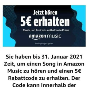 5€ Amazon-Gutschein für 30 Sekunden Song bei Amazon Music streamen (Prime Kunden)