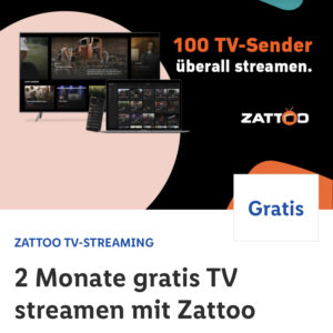 📺 GRATIS Zattoo Ultimate: 2 Monate kostenlos testen (über Lidl Plus)