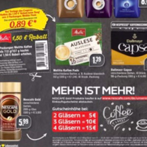 DEAL Melitta Pads und Nescafe Gold EDEKA