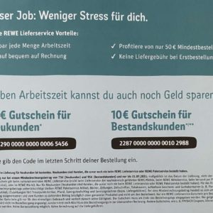 *10€-Gutschein* (Neu- &#043; *Bestandskunden!*) beim REWE-Lieferservice bis 01.07.21