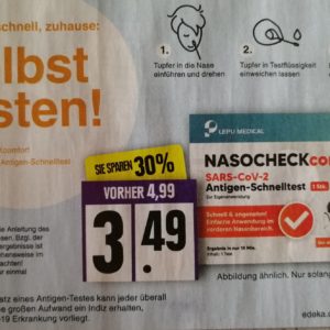 CoV-2 Antigen-Schnelltest Gratis und mit 0,02 € Gewinn *Edeka Nord &#043; DC*