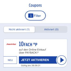 MediaMarkt: 10fach Payback Punkte = 5% Ersparnis