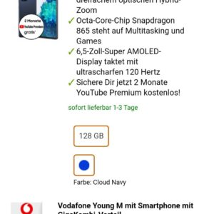 Vodafone Young GigaKombi Deal mit S20 FE 2021!