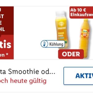 Gratis Smoothie oder Orangennektar bei Lidl ab 10 € Einkaufswert