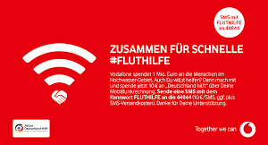 GRATIS *100 GB* Datenvolumen für *Flutopfer* für *Vodafone*-Kunden in Nordrhein-Westfalen, Rheinland-Pfalz, Sachsen und Bayern