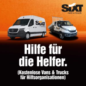 GRATIS Vans &amp; Trucks für Hilfsorganisationen bei Flutkatastrophe von Sixt