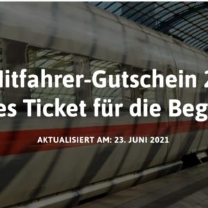 GRATIS *Mitfahrer-Ticket kostenlos* für BahnCard Inhaber bis 16.08.21