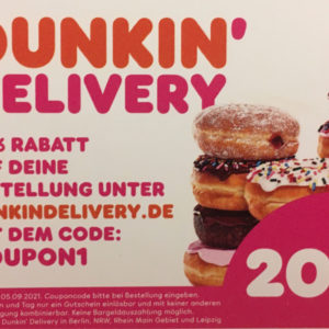 -20% Donuts an die Haustür geliefert Dunkin delivery