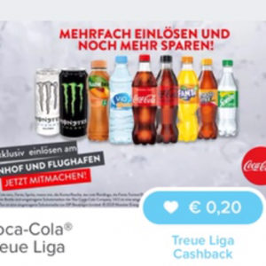 Coca-Cola Treue Liga 0,20€ Rabatt auf Getränke und Gutscheine Gratis