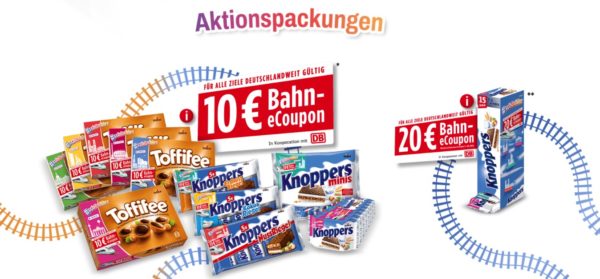 10€ bzw. 20€ Bahngutschein (eCoupon) gratis bei Knoppers