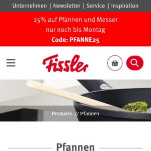 Fissler: 25 Prozent Rabatt auf Pfannen und Messer