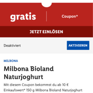 Gratis  Milbona  Bioland Naturjogurt  ab 10 € Einkauf  bei Lidl