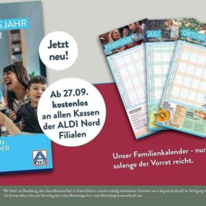 GRATIS &#034;Familienkalender 2022&#034; ab 27.09.21 bei Aldi Nord