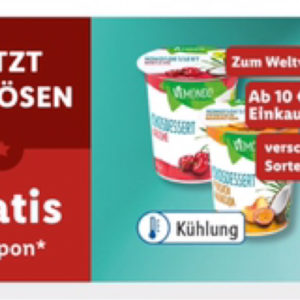 gratis veganes Kokosdessert ab 10€ Einkaufswert Lidl App