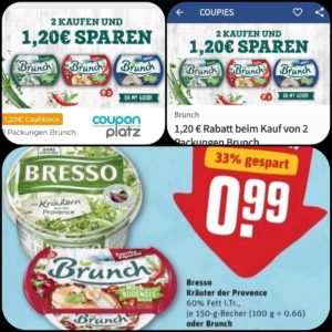 Brunch Frischkäse &#034;gratis testen&#034; dank Coupies, Coupon Platz und Rewe sogar mit Gewinn ?!