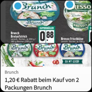 2 Becher Brunch für 56 ct dank Cashback bei Edeka ( Südwest ?)