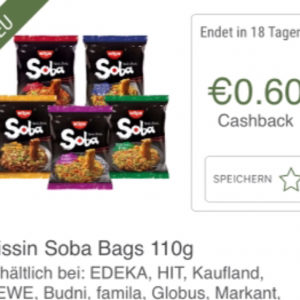 3x 0,60€ Cashback auf Nissin Soba Bags Kochbar App