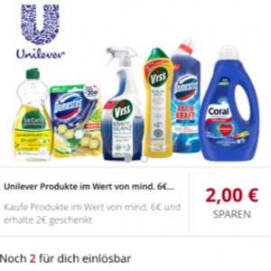 2€ Cashback auf Unilever Haushaltschemie MBW 6€ Scondoo