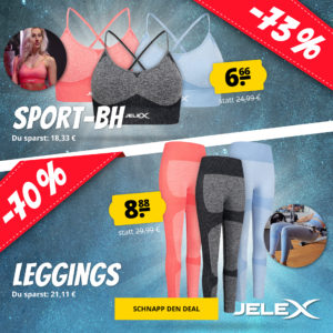 🏃‍♀️ Jelex Angelina Sport BH für 6,66€ // Leggings für 8,88€ 🌈 in 3 versch. Farben