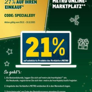 *21% Rabatt* - z. B. &#034;*De´Longhi* Kaffeevollautomat *ECAM 25.120.B*&#034; für 244,41€ statt 369,99€ im Metro-Online-Shop (Marktplatz) vom 29.-31.12.21