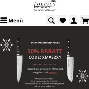 50% Rabatt auf alle Artikel von HEISO