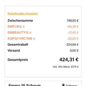 Emma One Matratzen bis 30 % Nachlass und on TOP 24 % &#043; 20 ₺ Rabatt