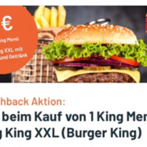 2€ Cashback Burger King King Menue Big King XXL Smhaggle app