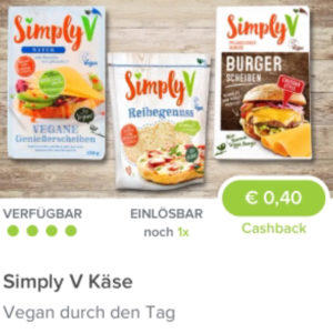 0,40€ Cashback auf Simply V Käseersatz vegan Marktguru