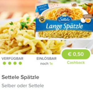 0,50€ Cashback auf Spätzle Selber Settele Marktguru