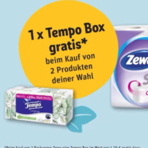 Tempobox gratis zu 2x Zewa bei Rewe