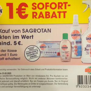 1€ Rabatt auf Sagrotan Produkte bei Globus - 5€ MEW