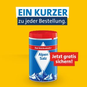 Mini Alpensalz gratis zu jeder Onlinebestellung