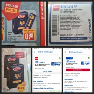 Barilla Pasta bei Penny ab Donnerstag/ bei Rewe ab Montag, 1 Packung theoretisch gratis Dank Payback und Angebot