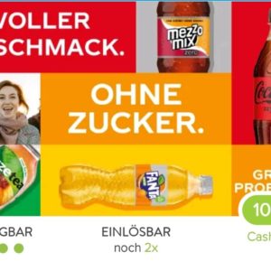 2 gratis Flaschen Coca Cola und andere Sorten ohne Zucker bei marktguru