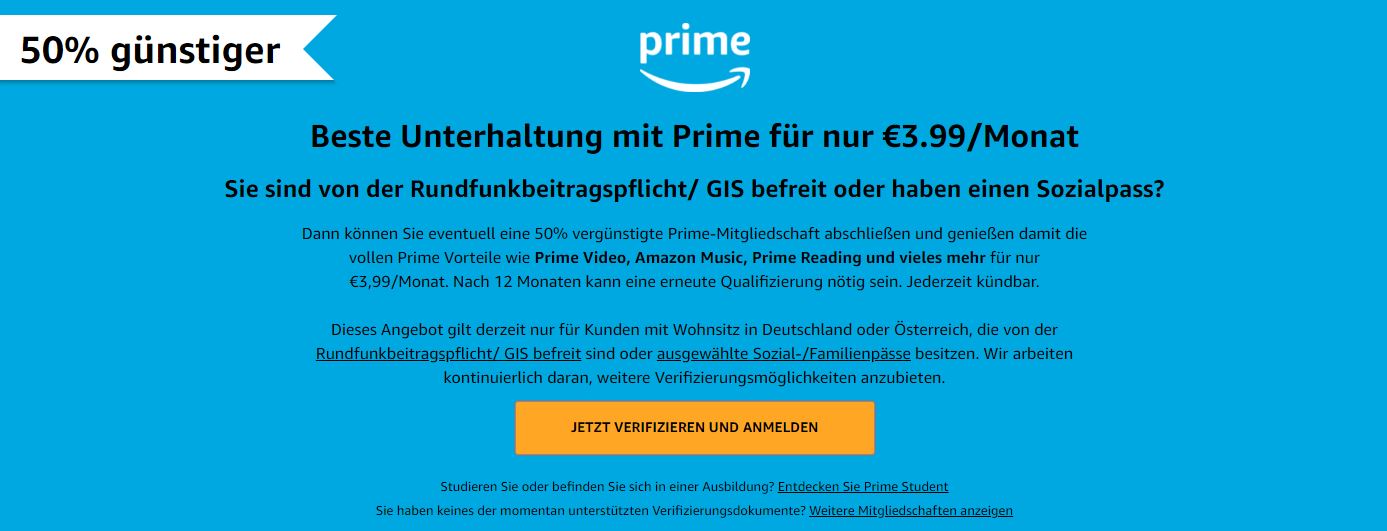 50% Auf Amazon Prime Sparen - Mit Vergünstigtem Angebot