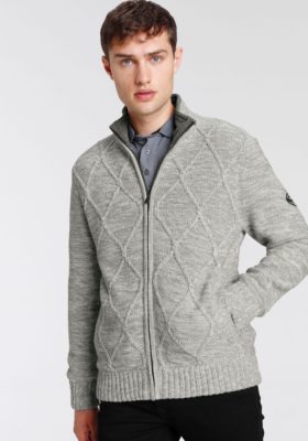 TOM TAILOR Polo Team Strickjacke mit Fleeceinnenfutter